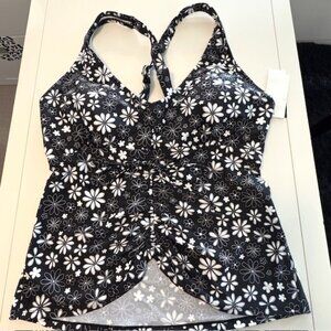 NWT Salt + Cove Junior Plus Tankini Black Floral, Size 2 (20/22)